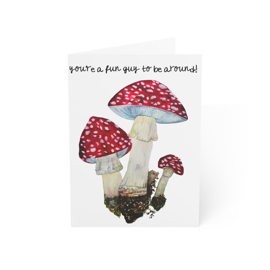 Fun Guy Mushroom Cottagecore Toadstool Greeting Card — Watercolor