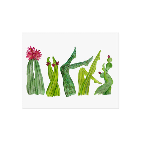 Cactus Legs Watercolor Giclée Art Print — Playful Green Succulent Wall Art