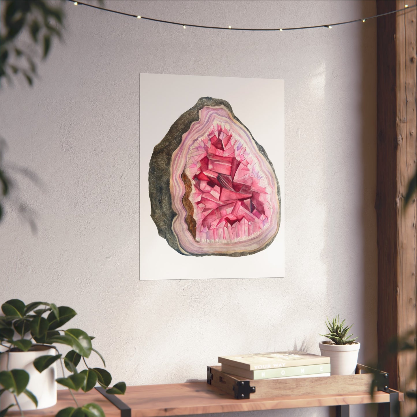 Pink Geode Giclée Art Print — Crystal Wall Art for Home Décor