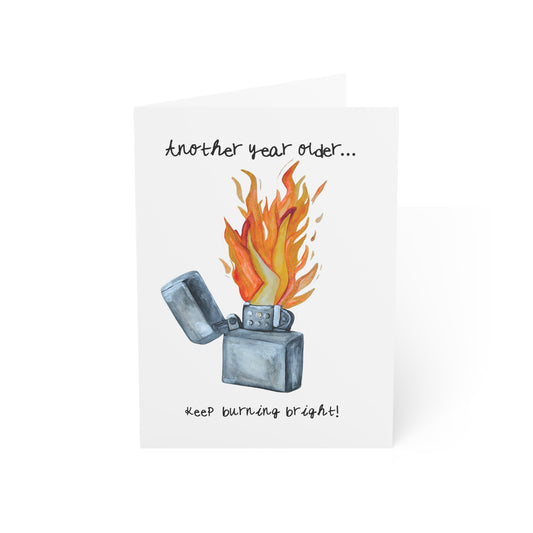 Birthday Card Another Year Older... Keep Burning Bright Lighter Illustration