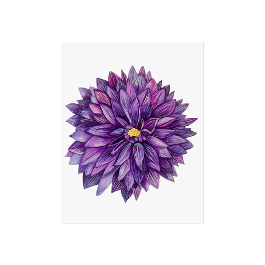 Purple Dahlia Giclée Art Print — Botanical Floral Wall Art