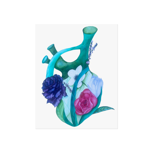 Floral Anatomical Heart Giclée Art Print — Botanical Heart Wall Art