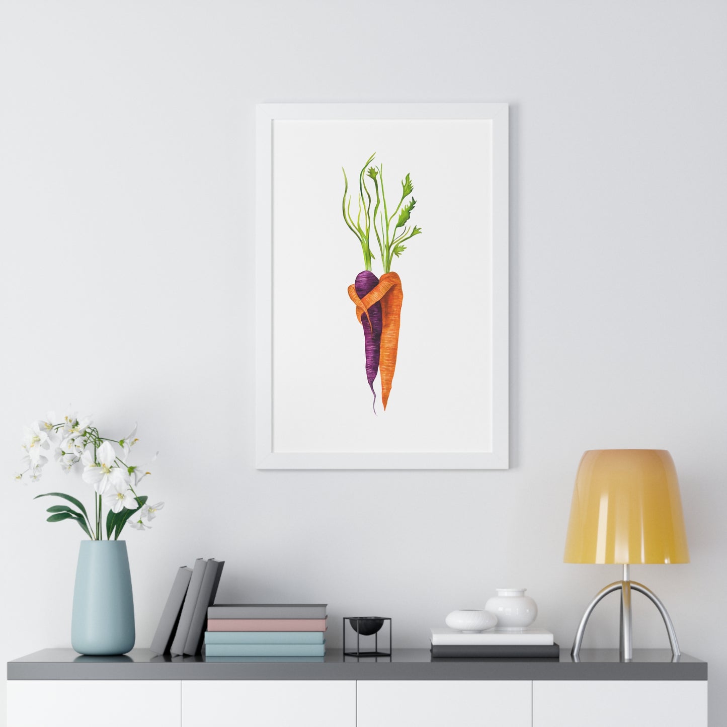 Watercolor Carrot Pair Botanical Art Print — Kitchen & Farmhouse Wall Decor
