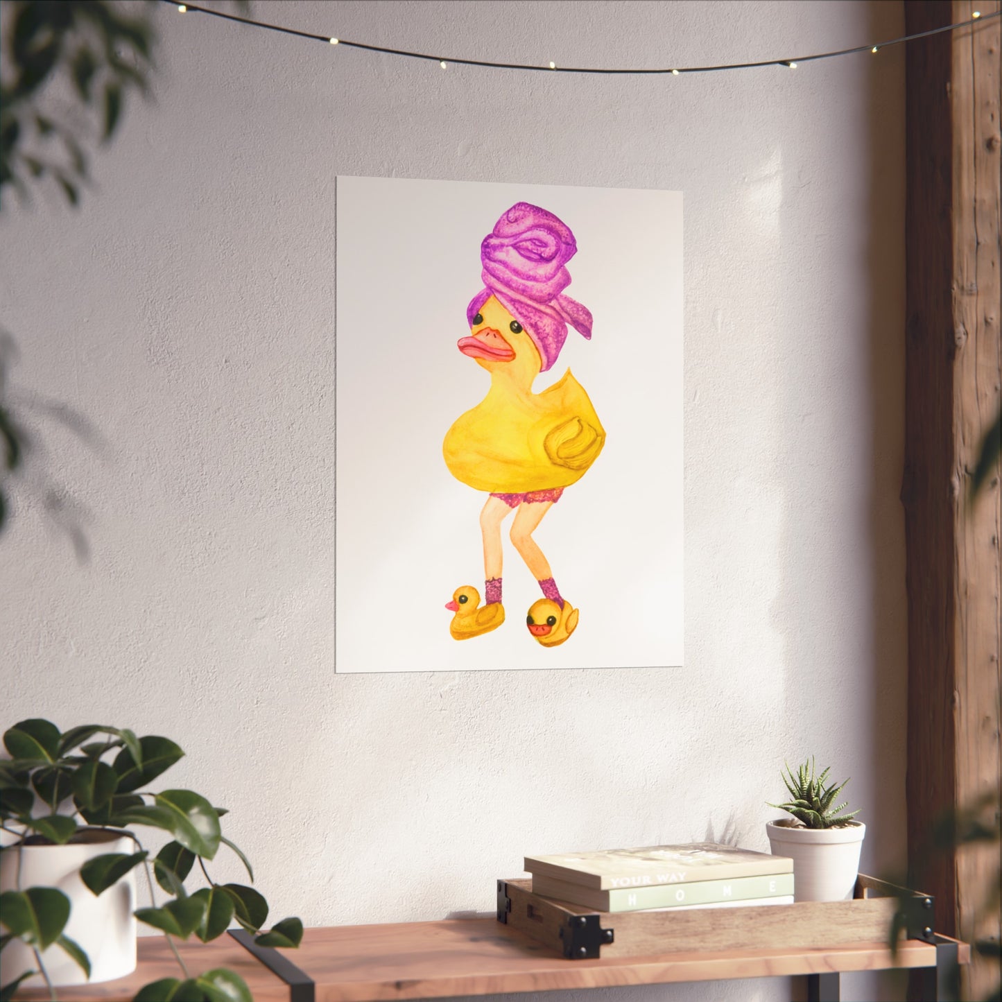 Rubber Duck Fashion Art Print — Whimsical Bathroom Duck Illustration