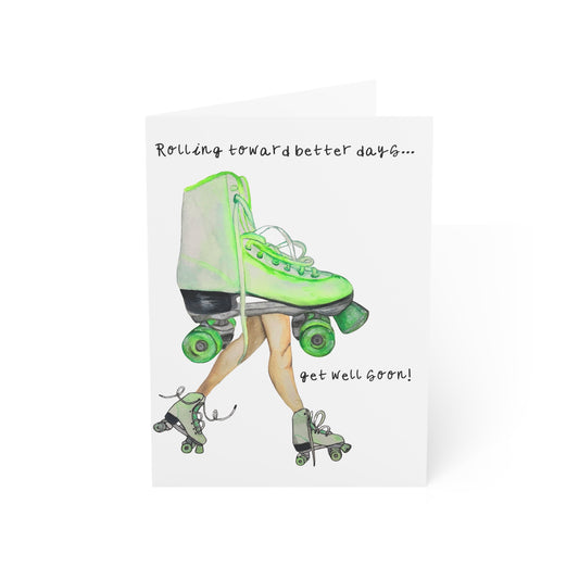 Get Well Card — "Rolling Toward Better Days" Roller Skate Greeting Card (Single & Bulk Packs)