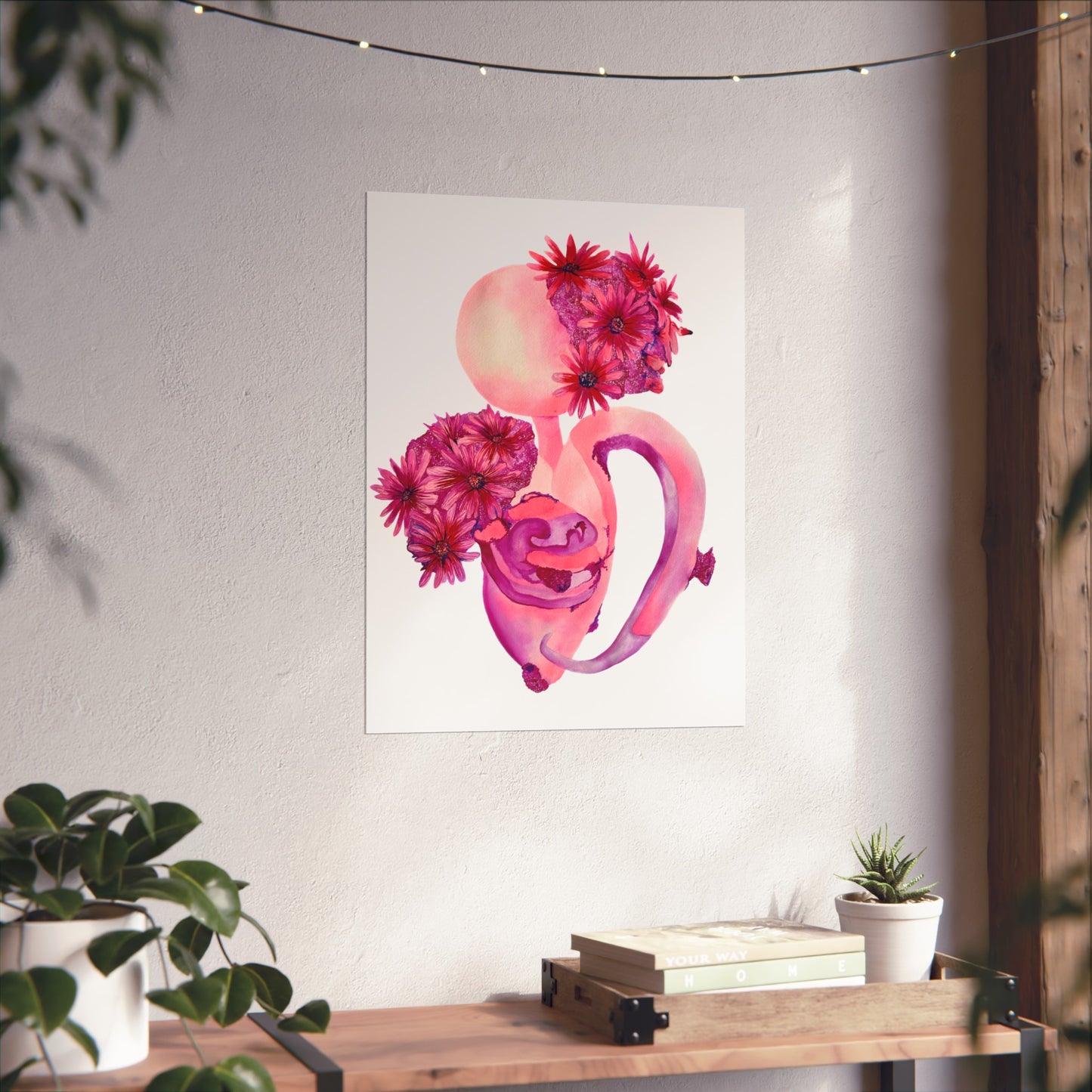 Pink Floral "Femininity Rising" Giclée Art Print — Watercolor Abstract