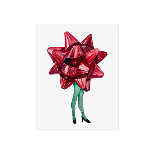 Giclée Art Print - Whimsical Gift Bow Woman Illustration