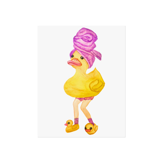 Rubber Duck Fashion Art Print — Whimsical Bathroom Duck Illustration