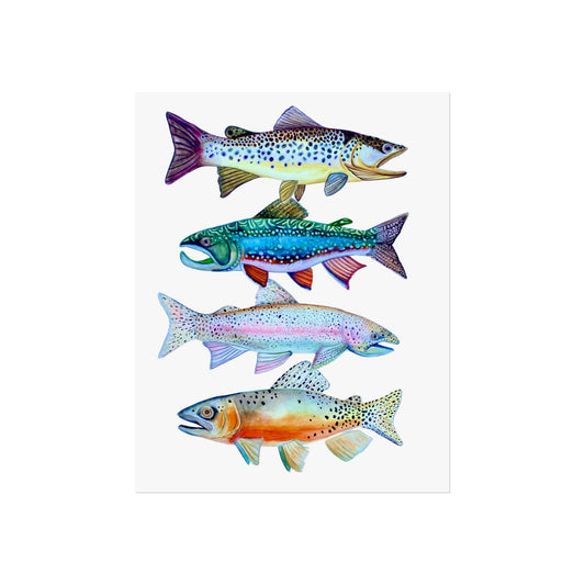 Giclée Art Print - Colorful Trout Illustration (Watercolor Fish Wall Art)