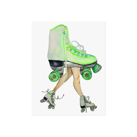 Green Roller Skate Giclée Art Print — Vintage Roller Rink Wall Decor