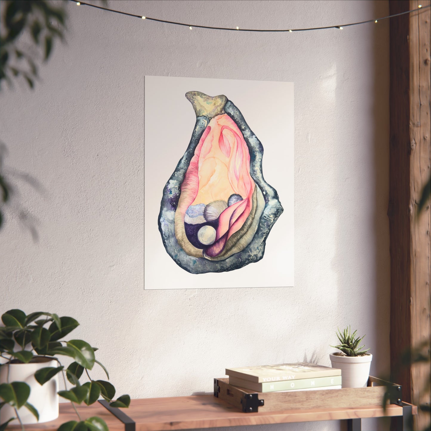 Oyster Shell Giclée Art Print — Watercolor Pearl Illustration