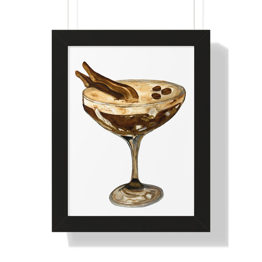 Espresso Martini with Legs Art Print — Framed