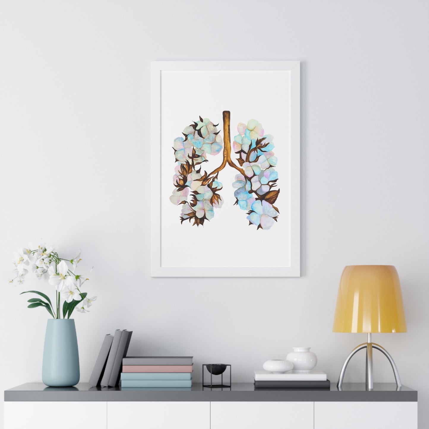 Framed Print- Botanical Lungs Art Print (Cotton Plant Lung Illustration)