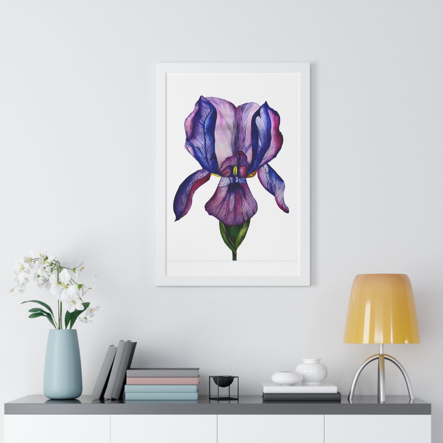 Framed — Purple Iris Botanical Art Print