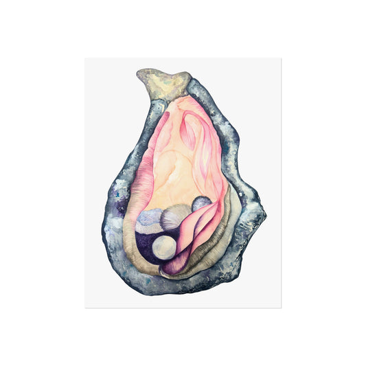 Oyster Shell Giclée Art Print — Watercolor Pearl Illustration