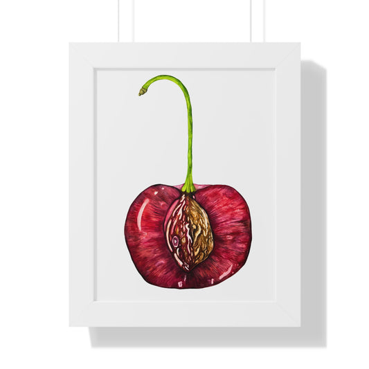 Cherry Pit Watercolor Framed Art Print
