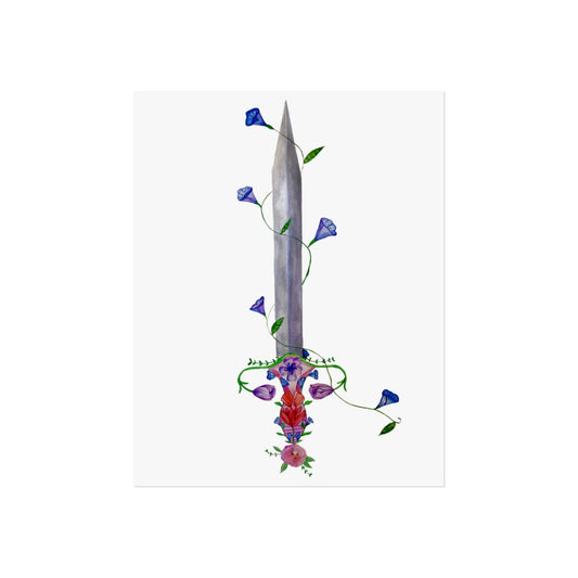 Sword & Vines Giclée Art Print — Floral Dagger Wall Art