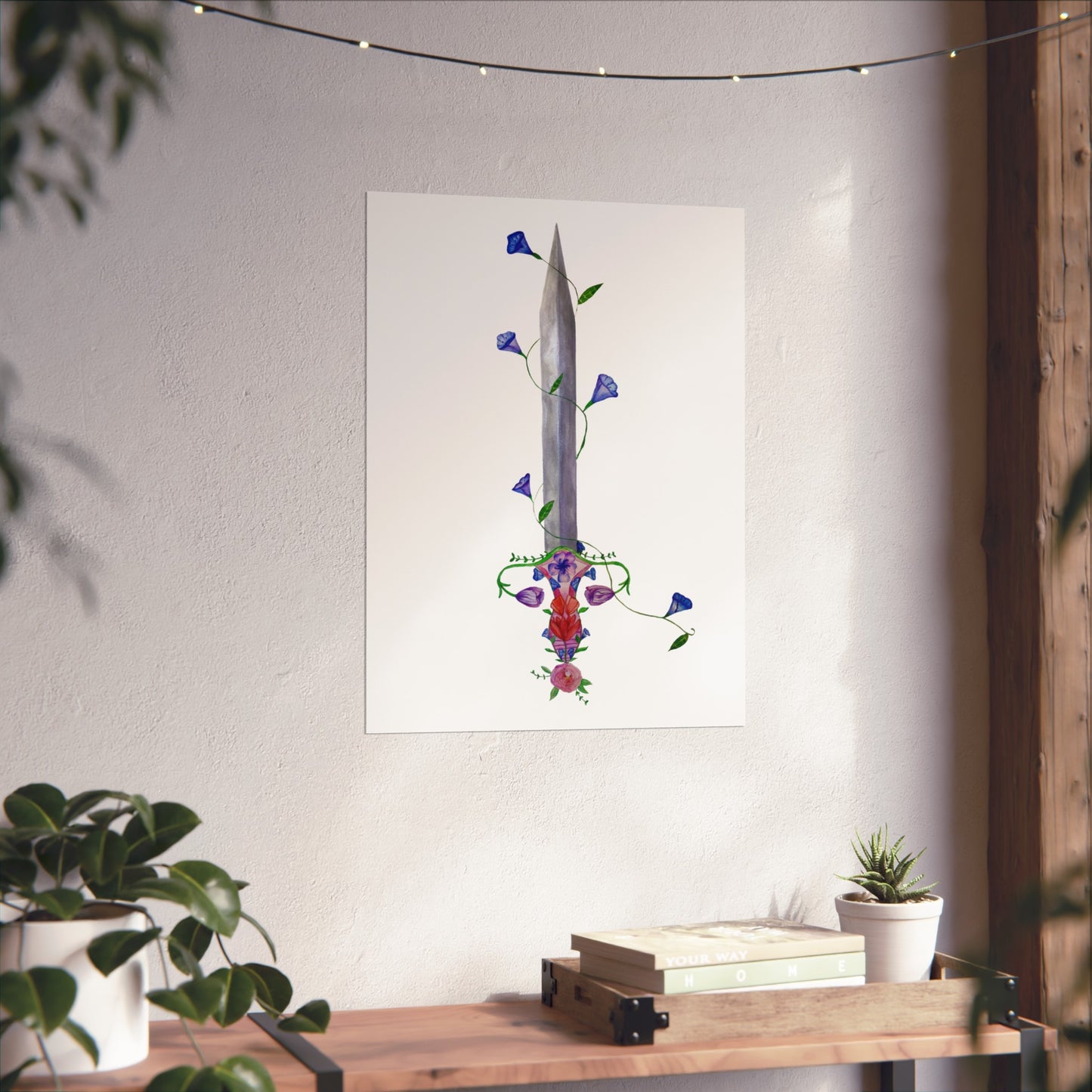Sword & Vines Giclée Art Print — Floral Dagger Wall Art