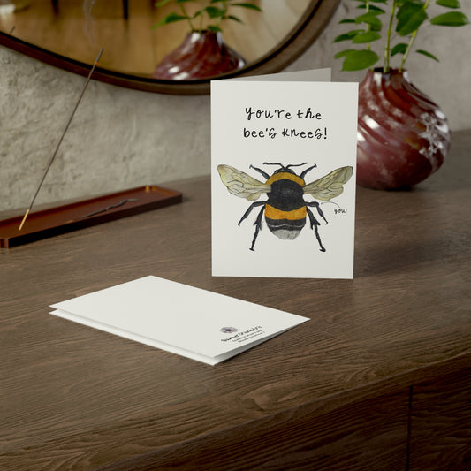 Bee's Knees Floral Bee Greeting Card — Funny 'Just Because' Humorous Bumblebee Note
