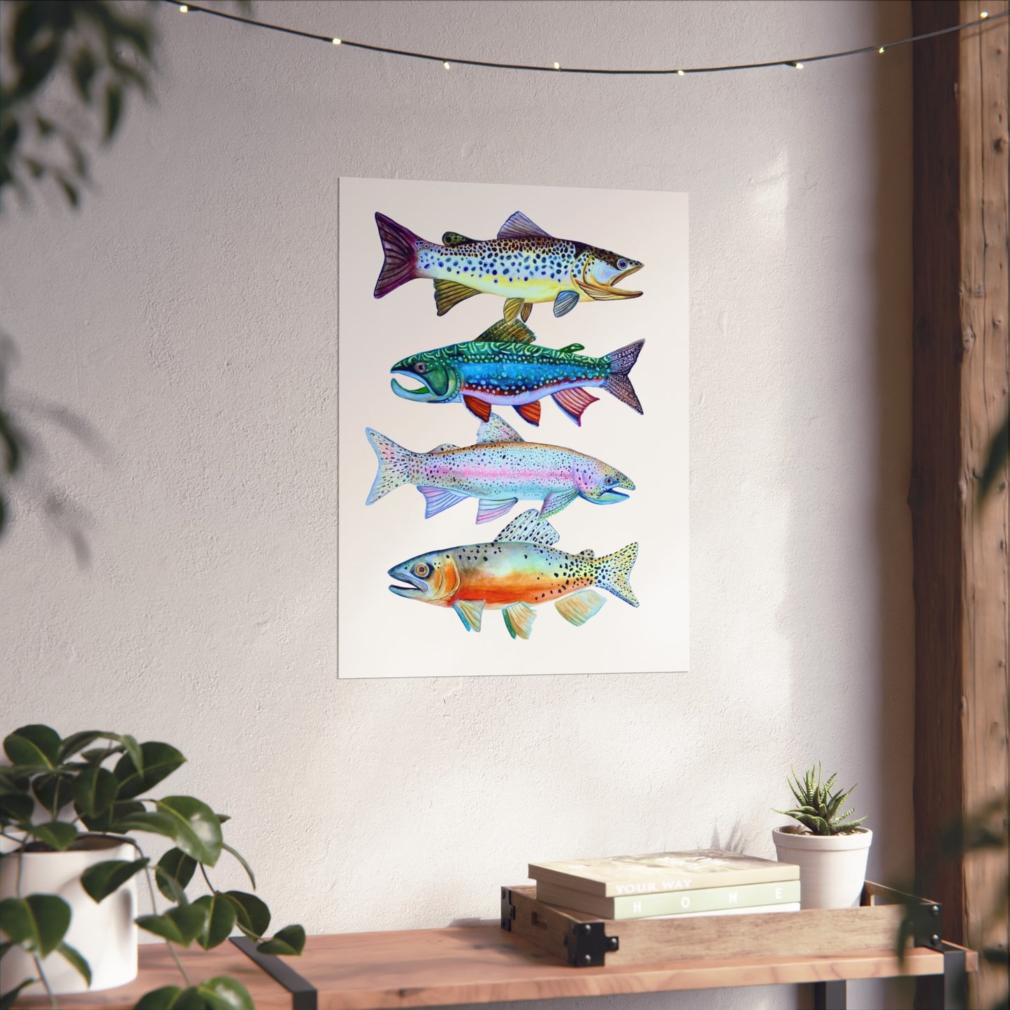 Giclée Art Print - Colorful Trout Illustration (Watercolor Fish Wall Art)