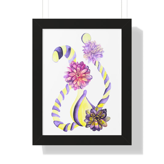 Framed Poster — Purple & Yellow Floral Abstract Art Print