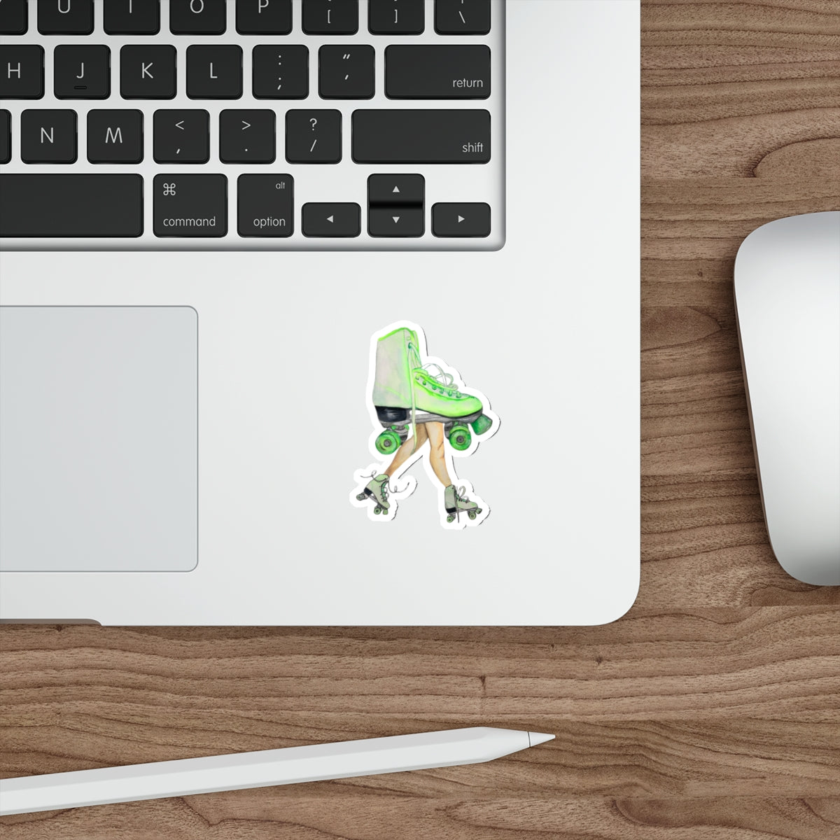 "On A Roll" Green Roller skate with Legs Sticker