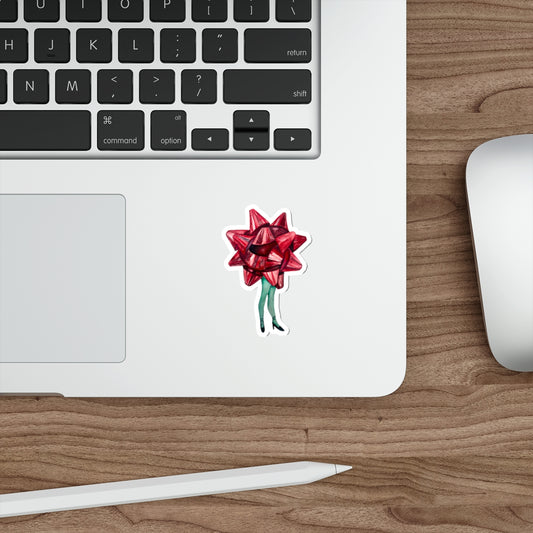 "Bow-Legged Christmas" Christmas Wrapping Bow with Legs Sticker