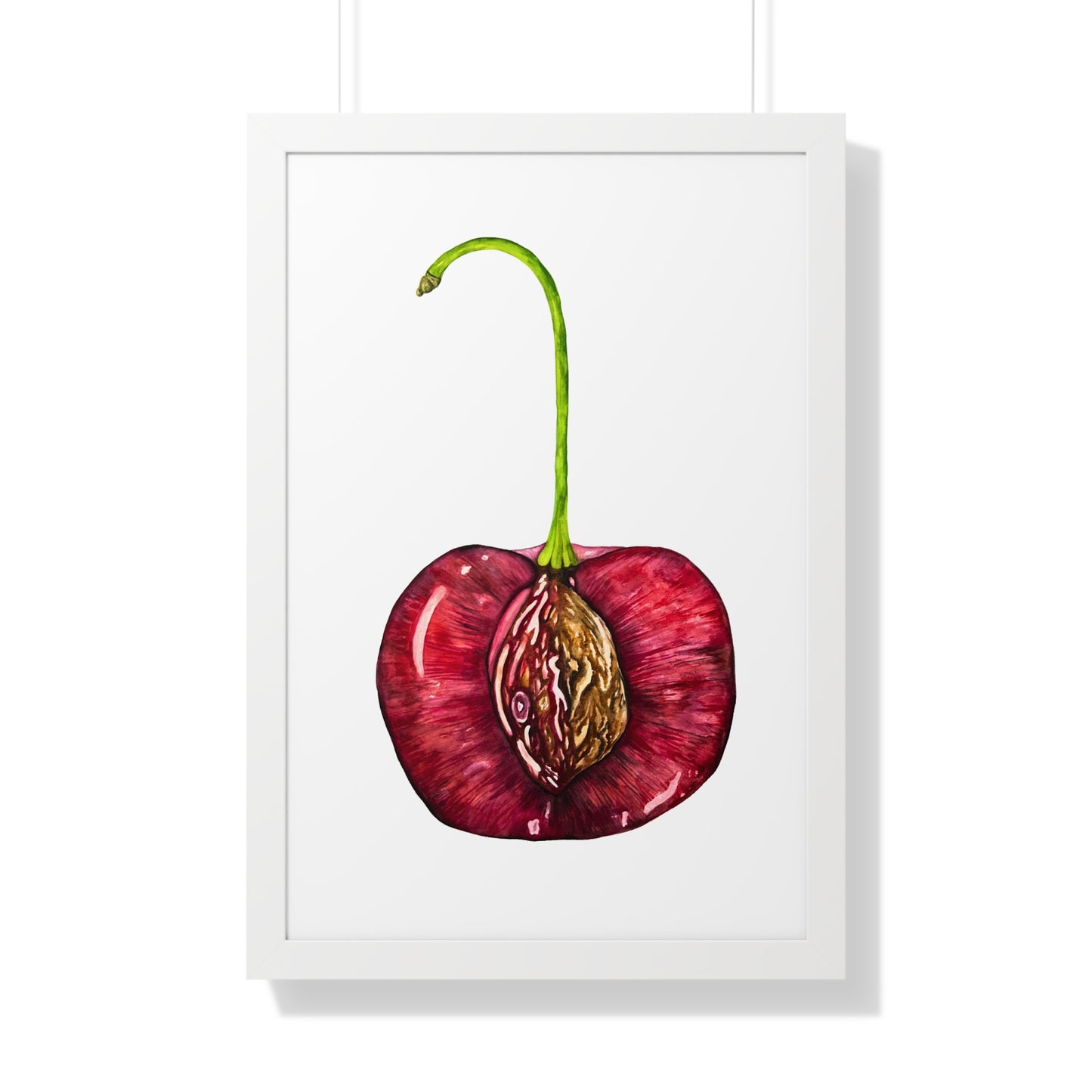 Cherry Pit Watercolor Framed Art Print