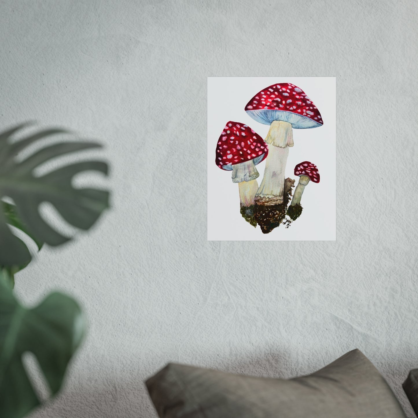 Red Fly Agaric Toadstoll Mushroom Giclée Art Print — Botanical Watercolor Wall Art