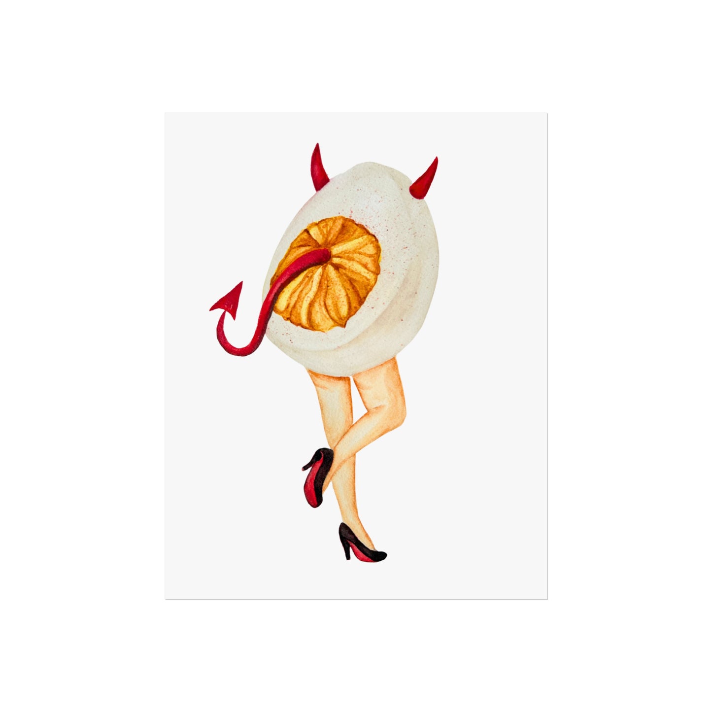 Fine Art Poster Playful Devil Egg Illustration (Surreal Pin-Up Art)