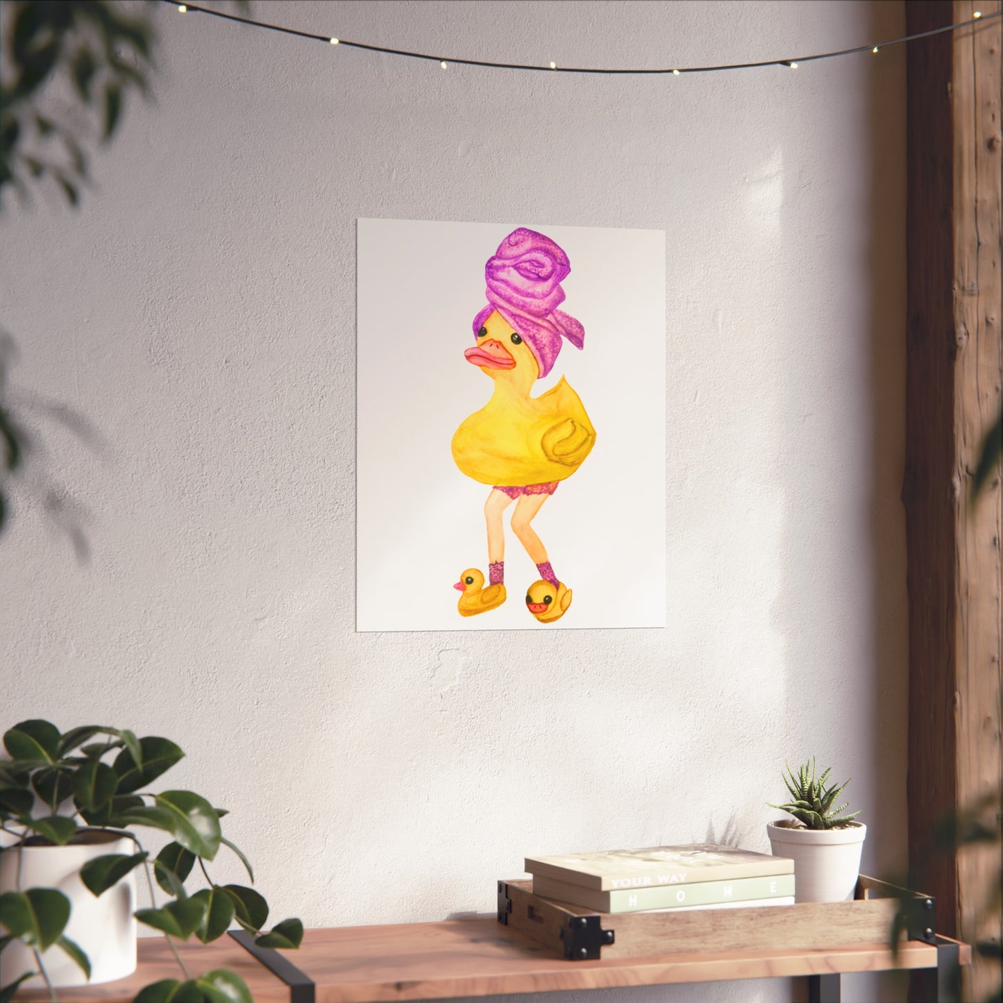 Rubber Duck Fashion Art Print — Whimsical Bathroom Duck Illustration
