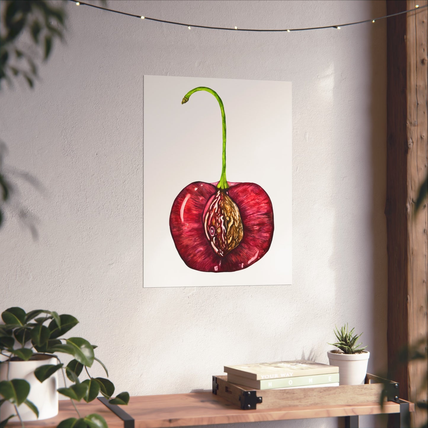 Giclée Art Print — Botanical Cherry Pit Watercolor Print