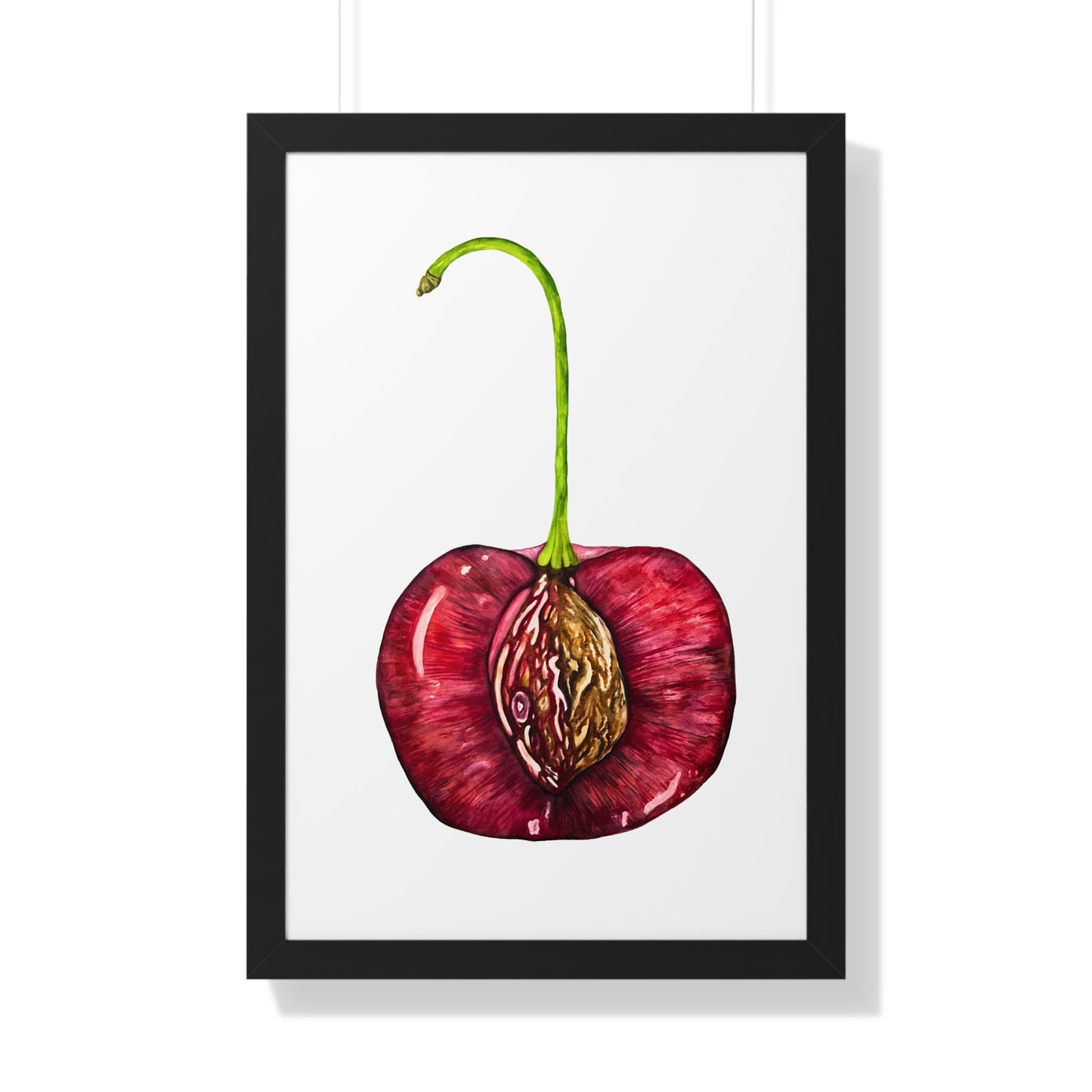 Cherry Pit Watercolor Framed Art Print