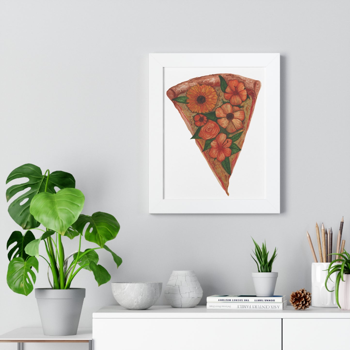 Floral Pizza Slice Art Print