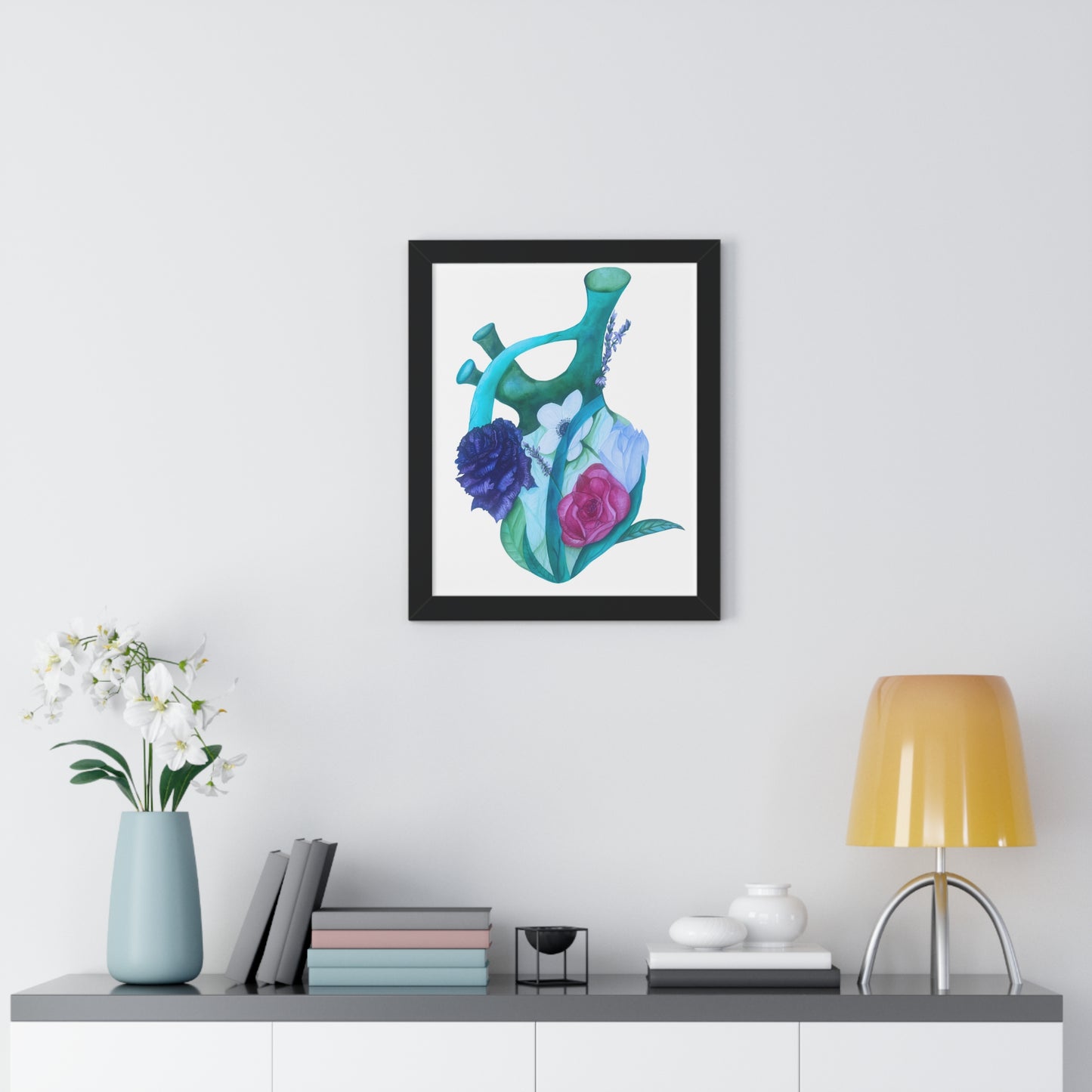 Framed Print — Floral Anatomical Heart Print