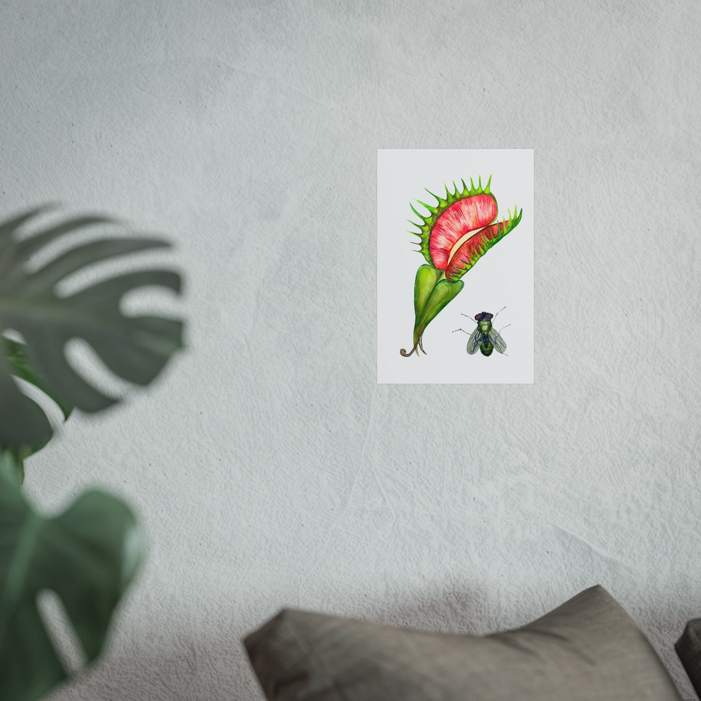 Carnivorous Plant & Fly Giclée Art Print — Venus Flytrap Botanical Illustration