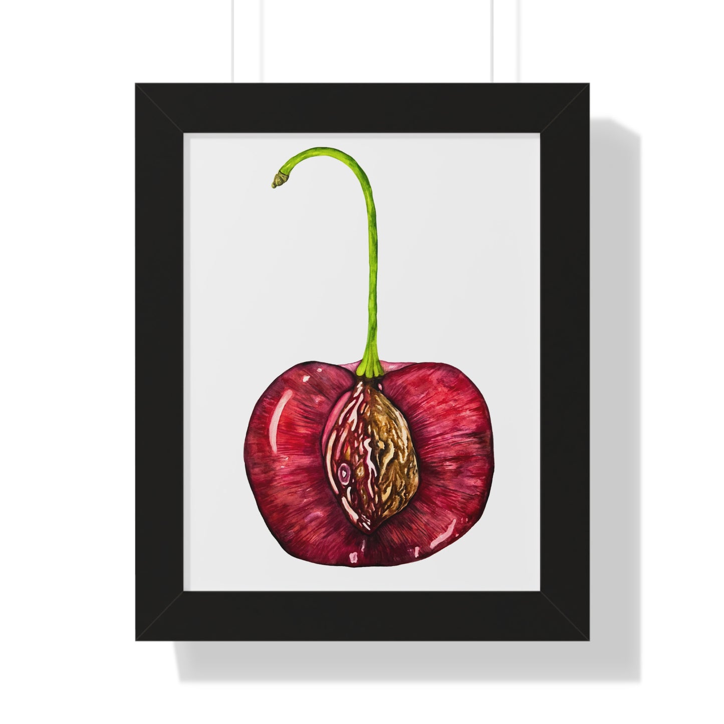 Cherry Pit Watercolor Framed Art Print