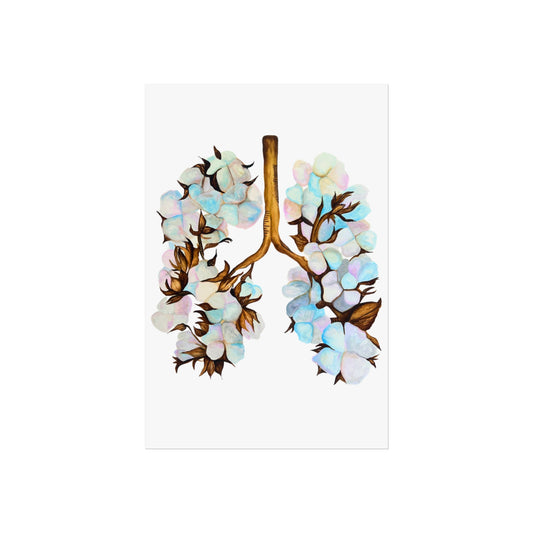 Cotton Lungs Giclée Art Print — Botanical Respiratory Anatomy Wall Art