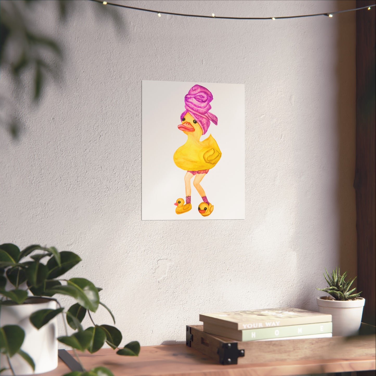 Rubber Duck Fashion Art Print — Whimsical Bathroom Duck Illustration