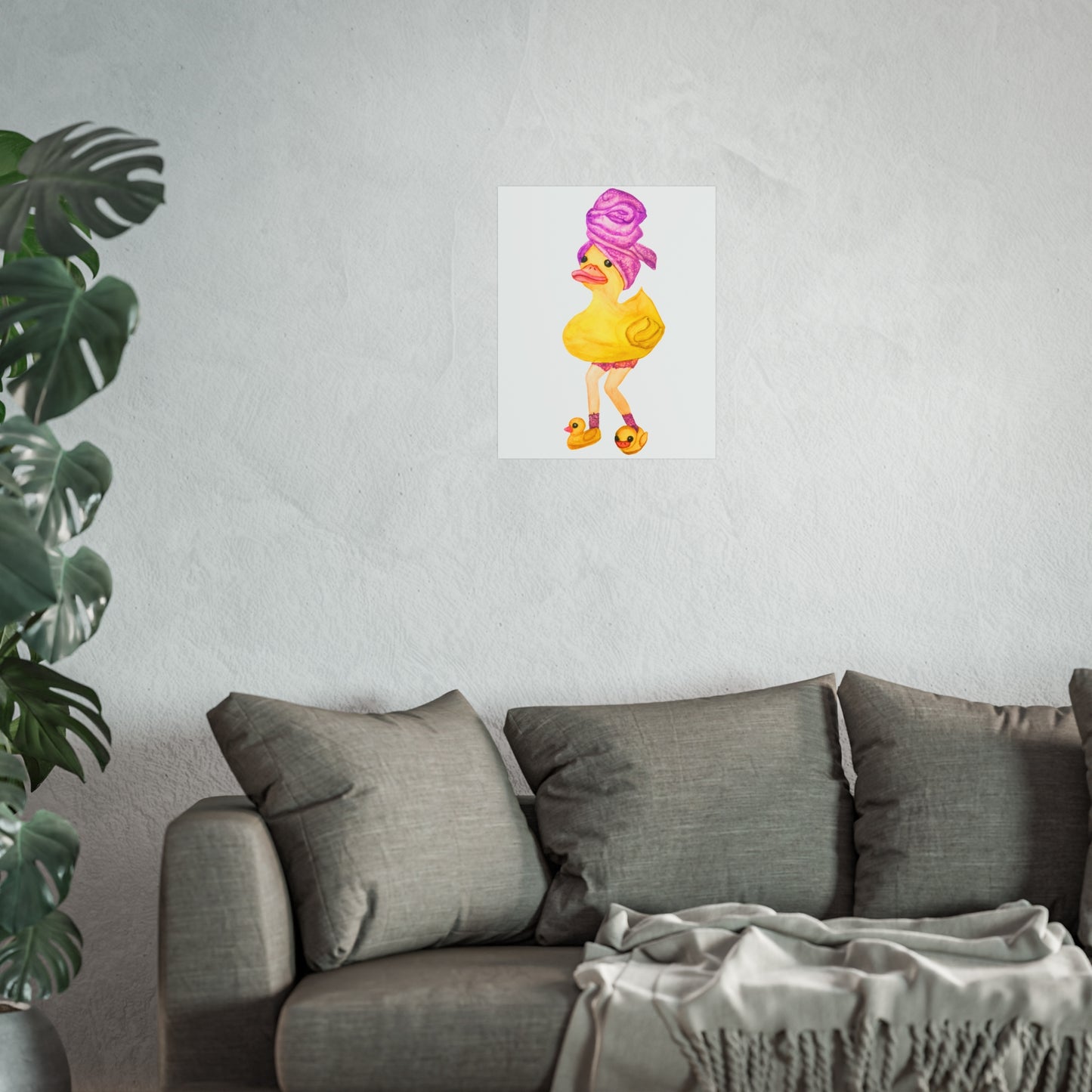 Rubber Duck Fashion Art Print — Whimsical Bathroom Duck Illustration