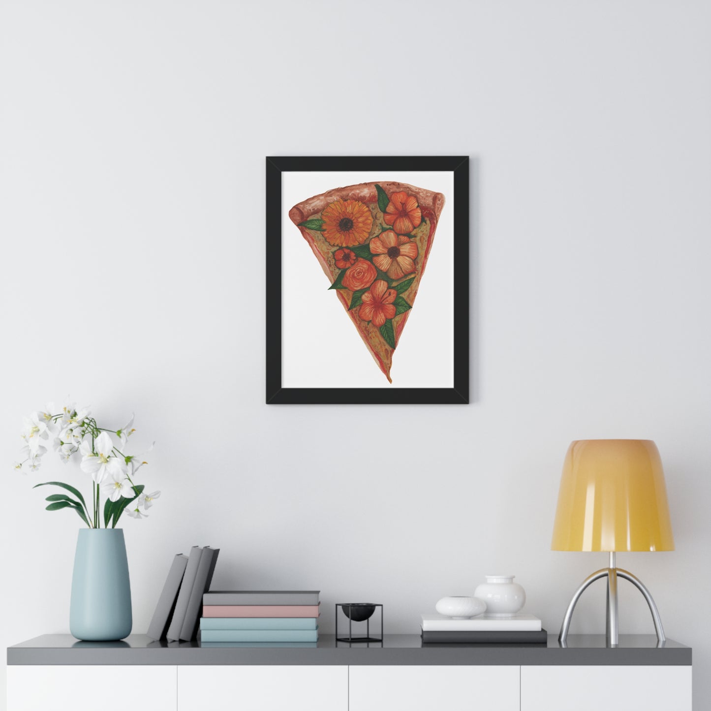 Floral Pizza Slice Art Print