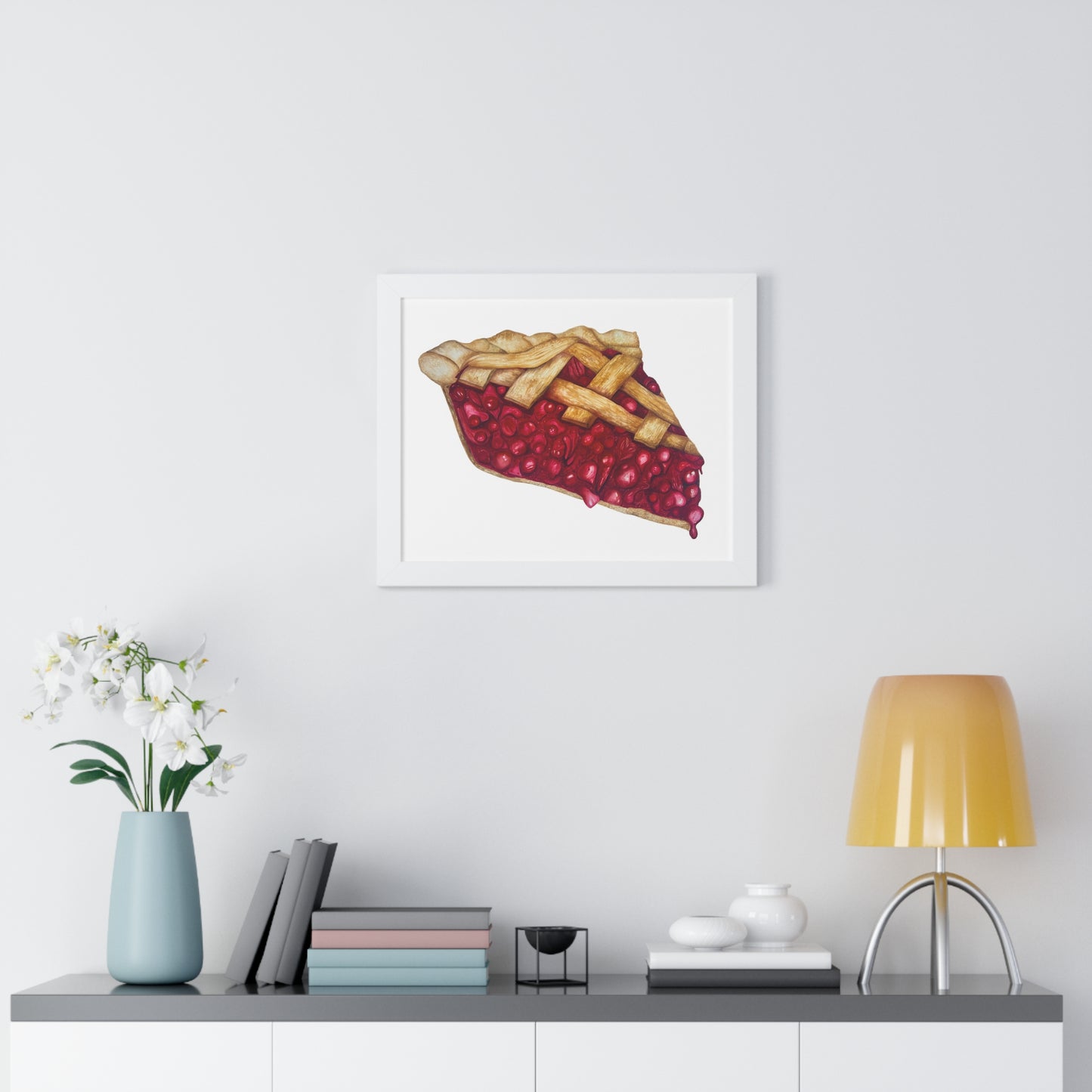 Cherry Pie Slice Framed Print — Watercolor Kitchen Wall Art