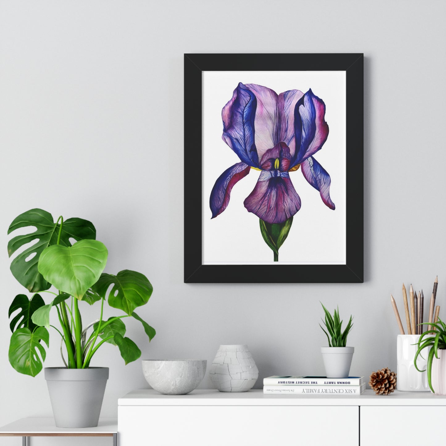 Framed — Purple Iris Botanical Art Print