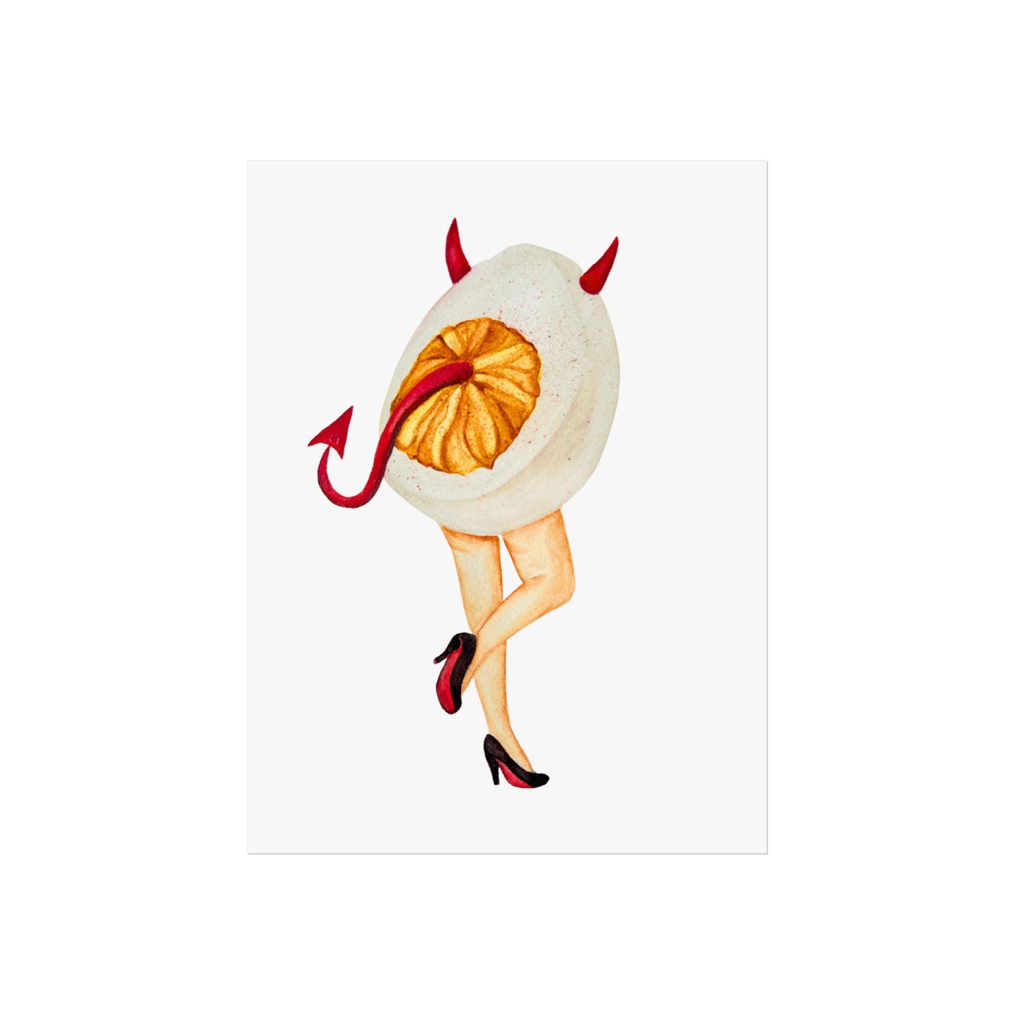 Fine Art Poster Playful Devil Egg Illustration (Surreal Pin-Up Art)