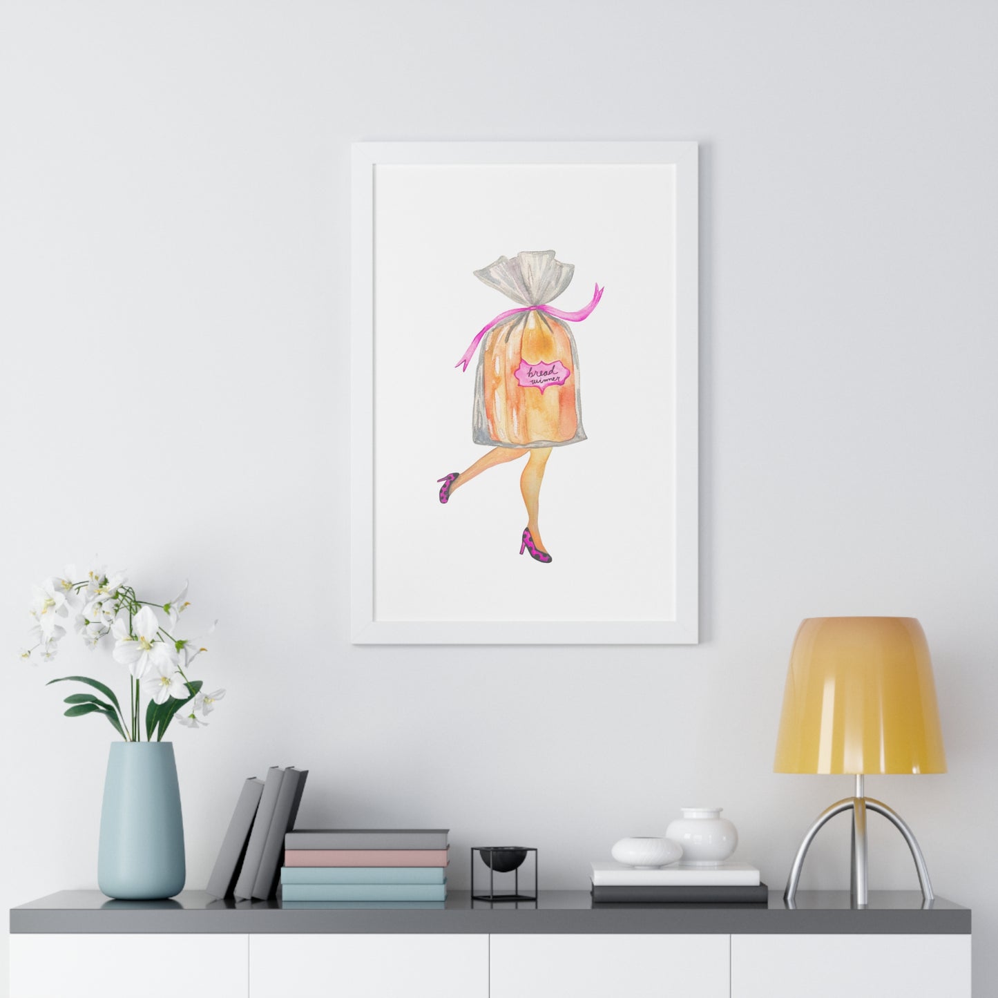 Framed Art Print — Whimsical 'Bread Winner' Art Print
