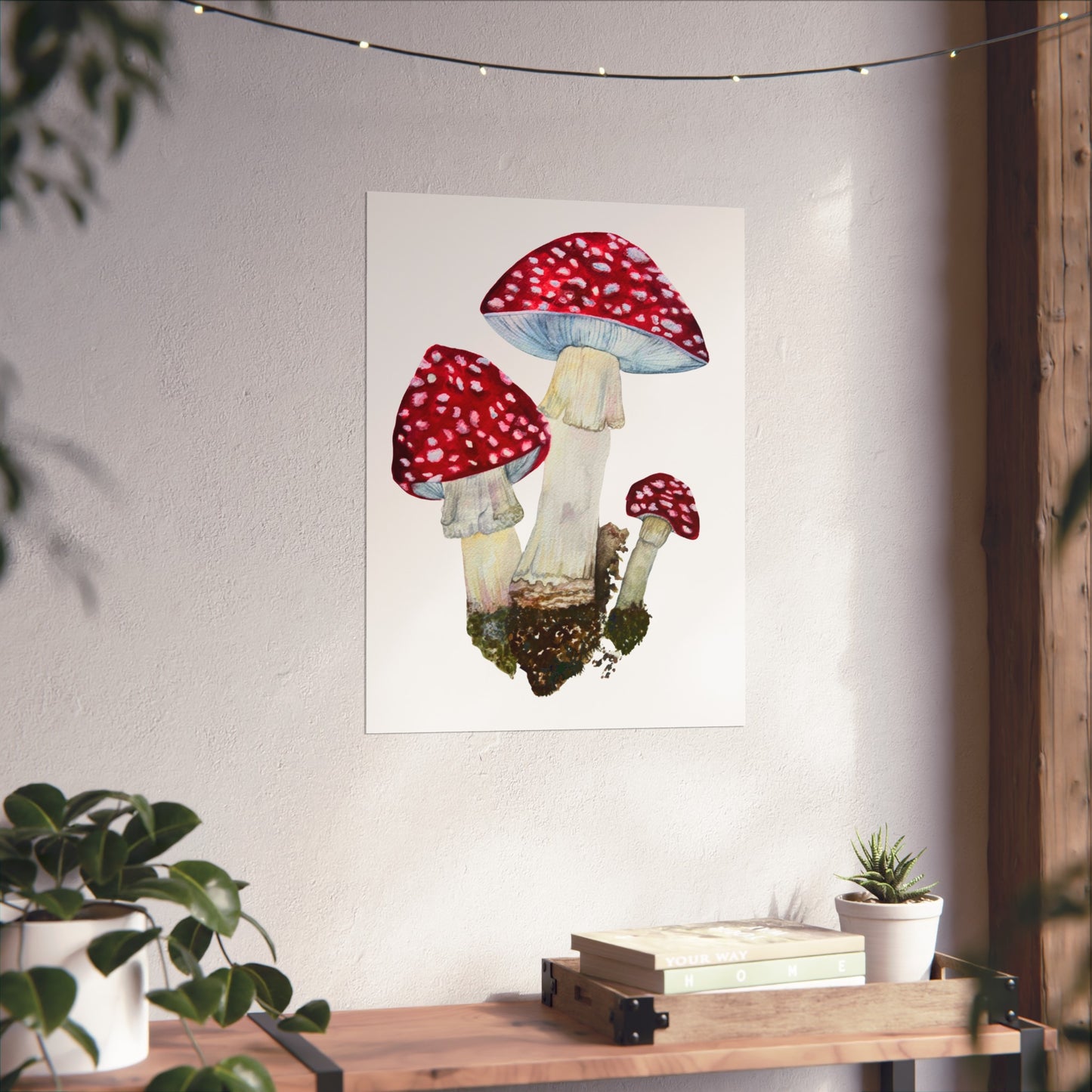 Red Fly Agaric Toadstoll Mushroom Giclée Art Print — Botanical Watercolor Wall Art
