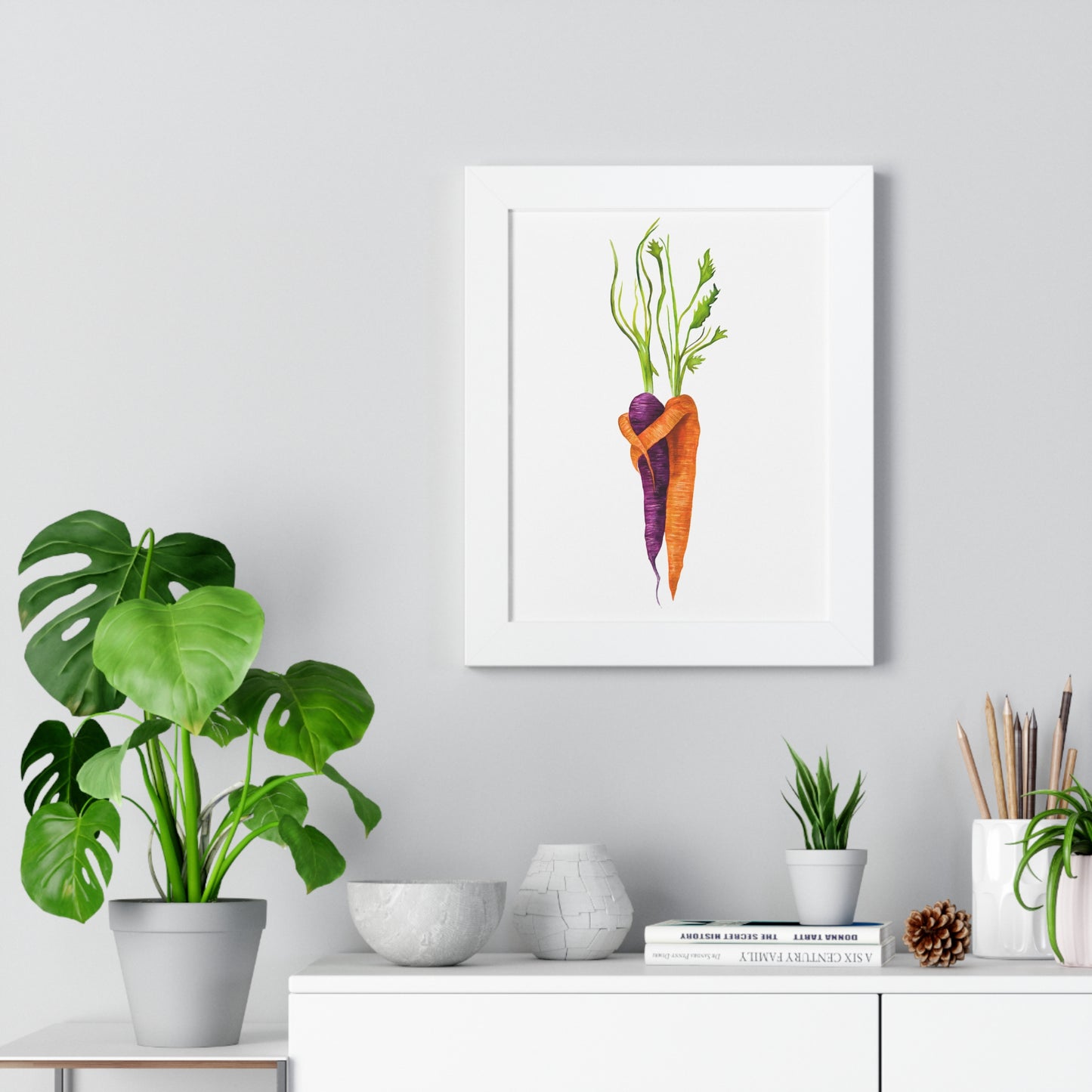 Watercolor Carrot Pair Botanical Art Print — Kitchen & Farmhouse Wall Decor