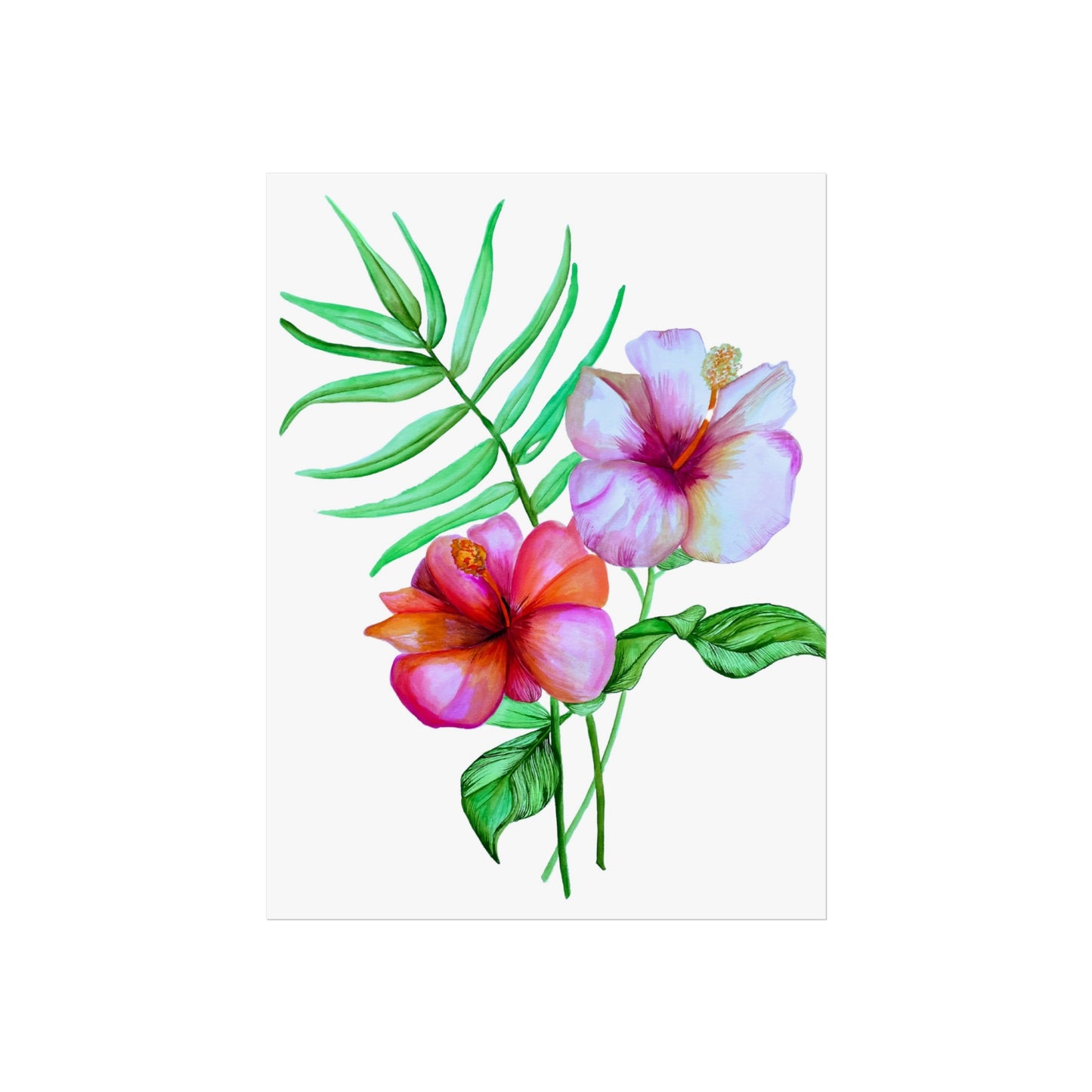 Tropical Hibiscus Giclée Art Print — Watercolor Floral Wall Art