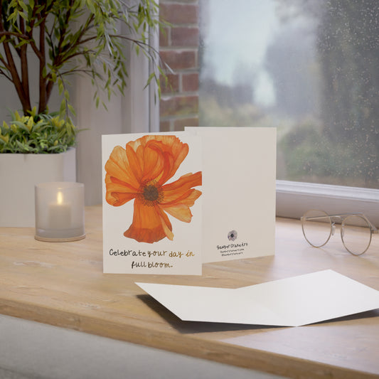 Poppy Wildflower Greeting Card Handpainted "Celebrate" Bloom!