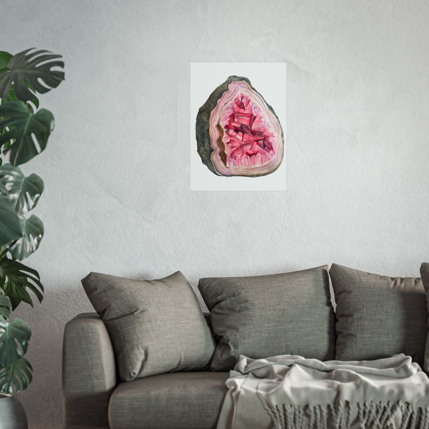 Pink Geode Giclée Art Print — Crystal Wall Art for Home Décor